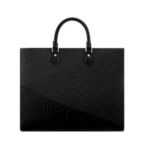 N81637 Louis Vutton Sac Matte Black mens tote bag all black genuine leather